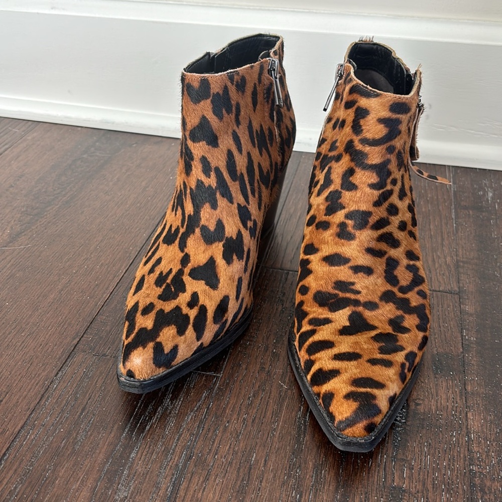 Anthropologie Sam Edelman Walden Half Hair Leopard Booties 8 - Picture 8 of 8
